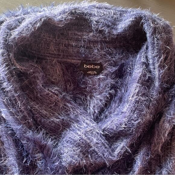 Touchable Texture Blue Eyelash Crop 3/4 Sleeve Sweater XS BEBE - Picture 9 of 13